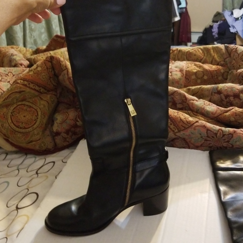 Coach Black Micha Wide Calf Boots with free coin